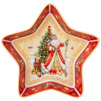 Блюдо-звезда "Дед мороз" 17.5х17.5х3.5 см красное