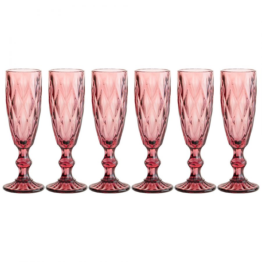 Набор бокалов для шампанского "Ромбо" 6шт. серия "Muza color" 150мл. / h=20 см.