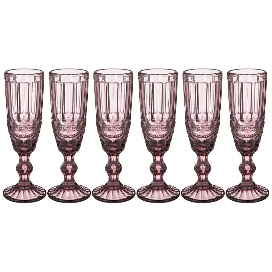 Набор бокалов для шампанского "Серпентина" из 6шт. серия "Muza color" 150мл. / h=20 см