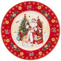 Тарелка закусочная "Дед мороз" 21см красная