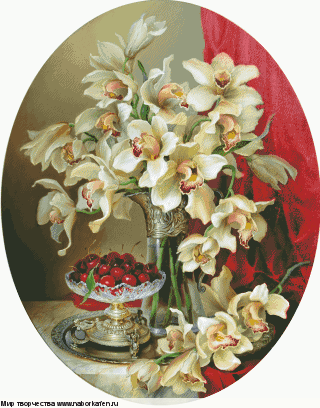 Набор для вышивания "Орхидея и вишня"