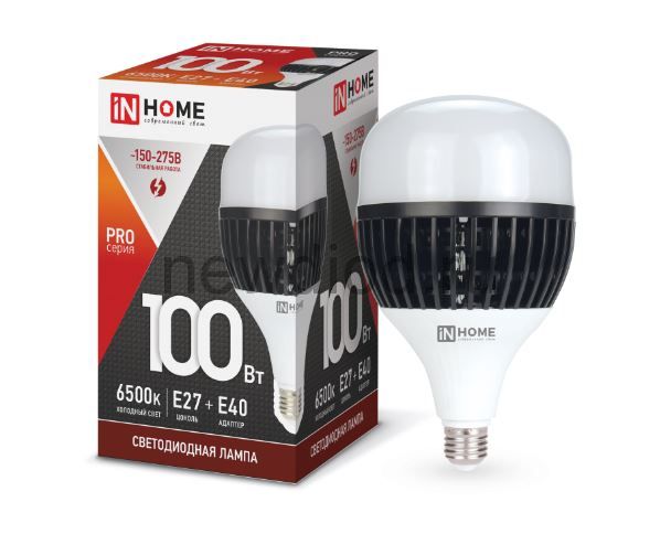 Лампа светодиодная LED-HP-PRO 100Вт 230В E27 с адаптером Е40 6500К 9000Лм IN HOME