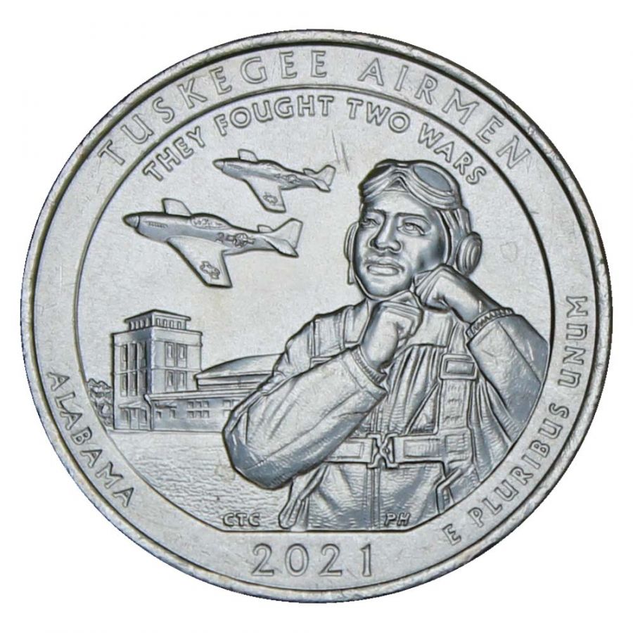 25 центов 2021 США Национальное историческое место - Пилоты из Таскиги P