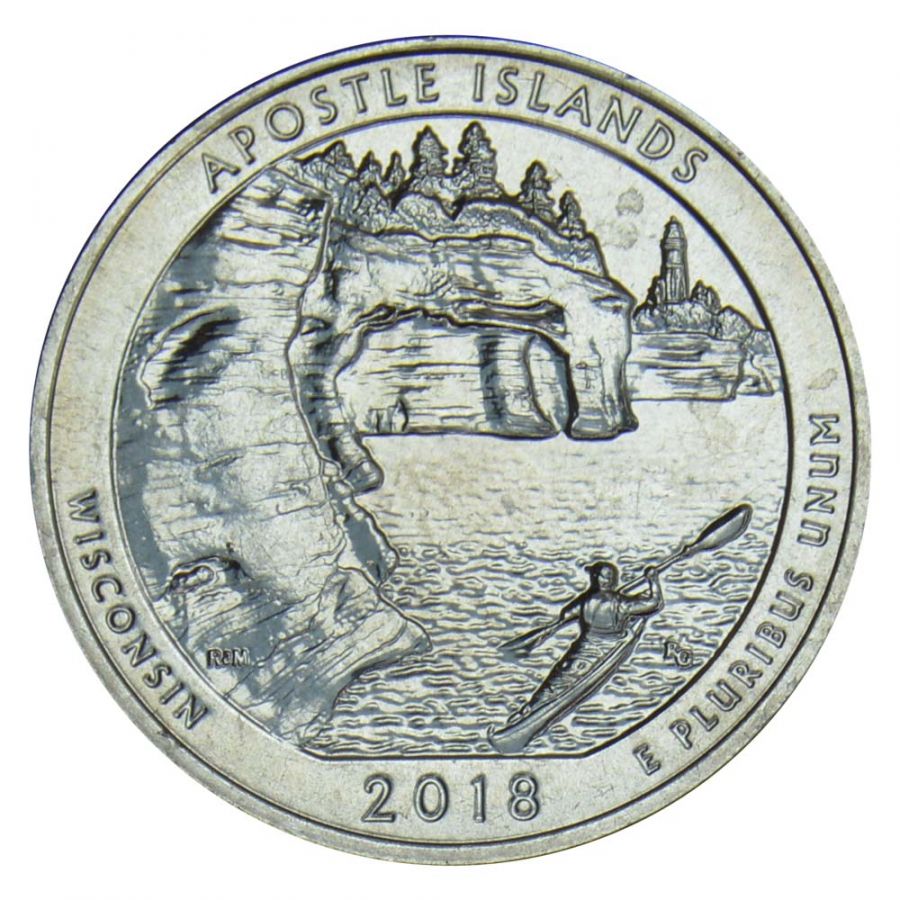 25 центов 2018 США Национальные озерные побережья островов Апостол S