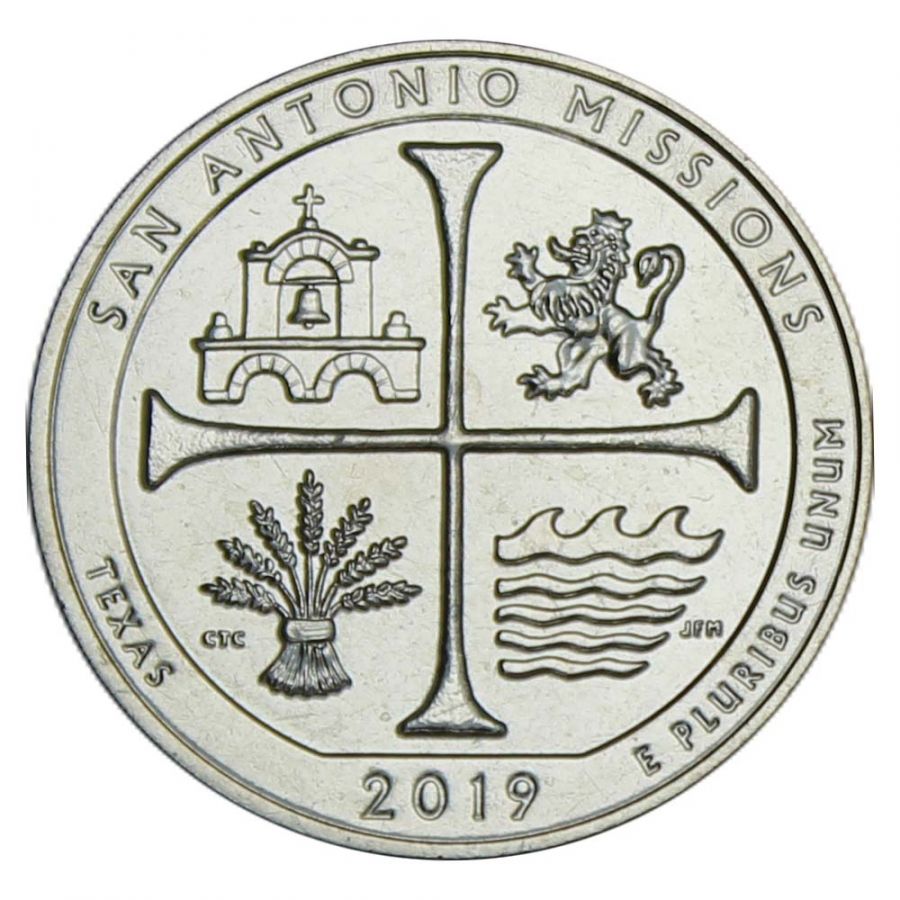 25 центов 2019 США Национальный Исторический Парк Миссии Сан-Антонио S