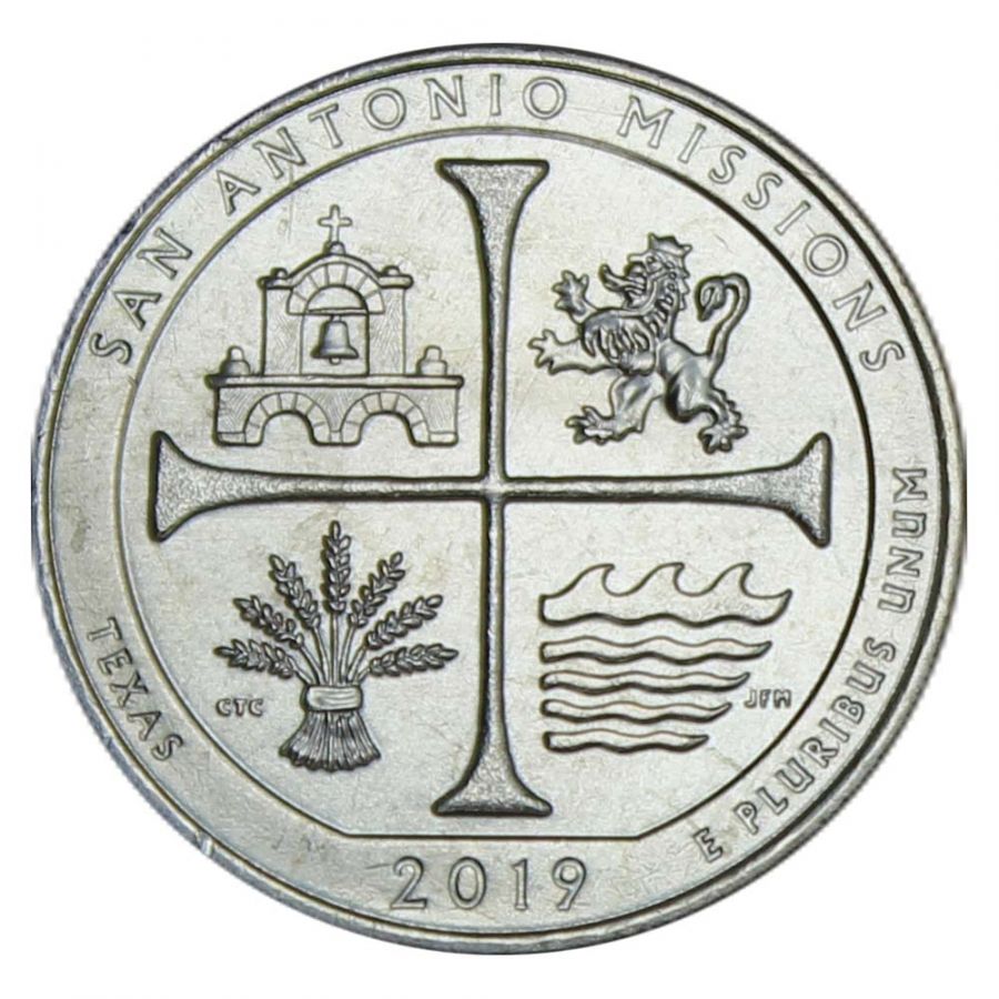 25 центов 2019 США Национальный Исторический Парк Миссии Сан-Антонио P