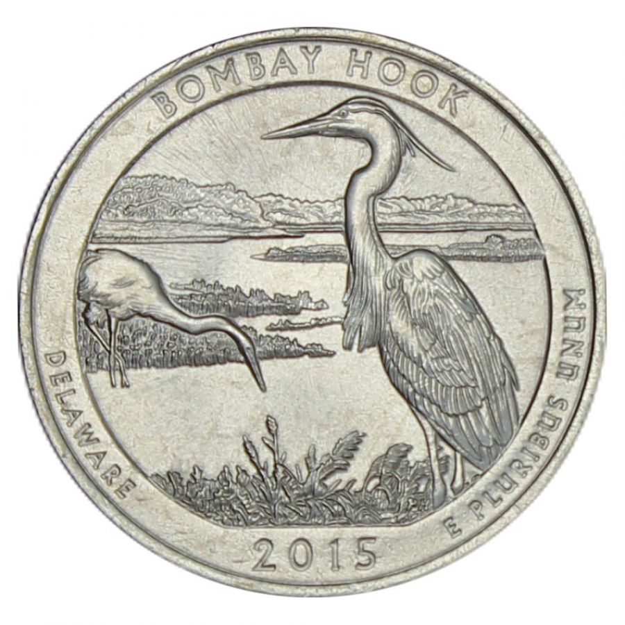 25 центов 2015 США Национальное убежище дикой природы Бомбай-Хук P