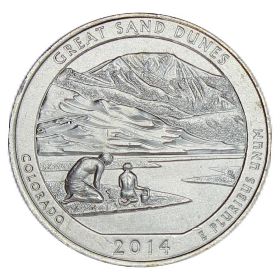 25 центов 2014 США Национальный парк Грейт-Санд-Дьюнс P