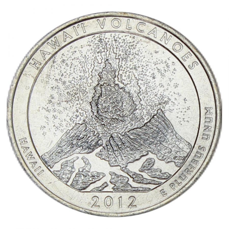 25 центов 2012 США Национальный парк Гавайские вулканы P