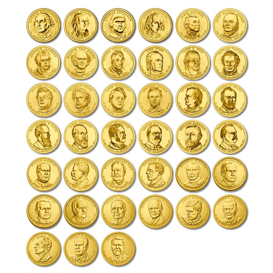 Набор 1 доллар 2007-2016 США Президенты (39 монет)
