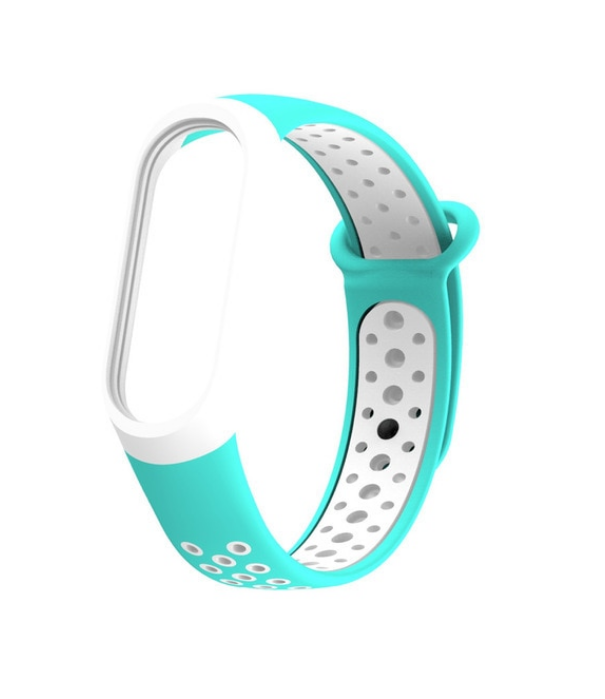 Силиконовый ремешок для Xiaomi Mi Band 3 (Бело -бирюзовый)