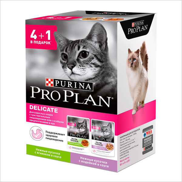 Влажный корм для кошек Pro Plan Nutrisavour Delicate при чувствительном пищеварении с ягненком и индейкой