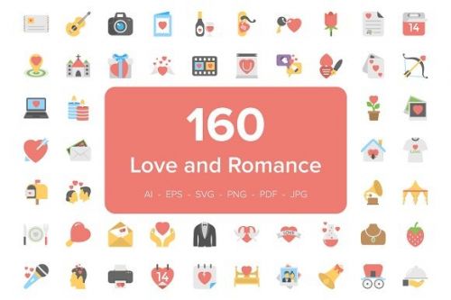 [Creative Market] 160 любовных и романтических иконок