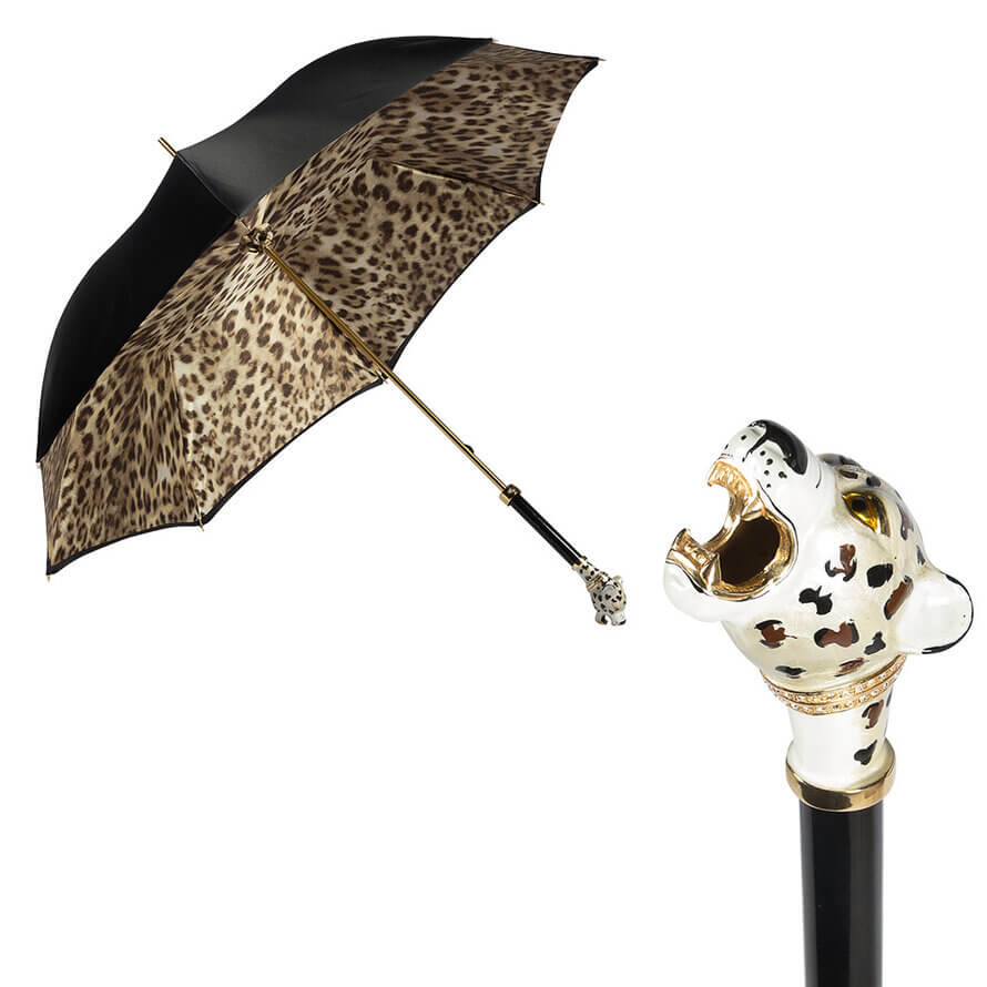 Зонт-трость Pasotti Nero Leoparde Lux