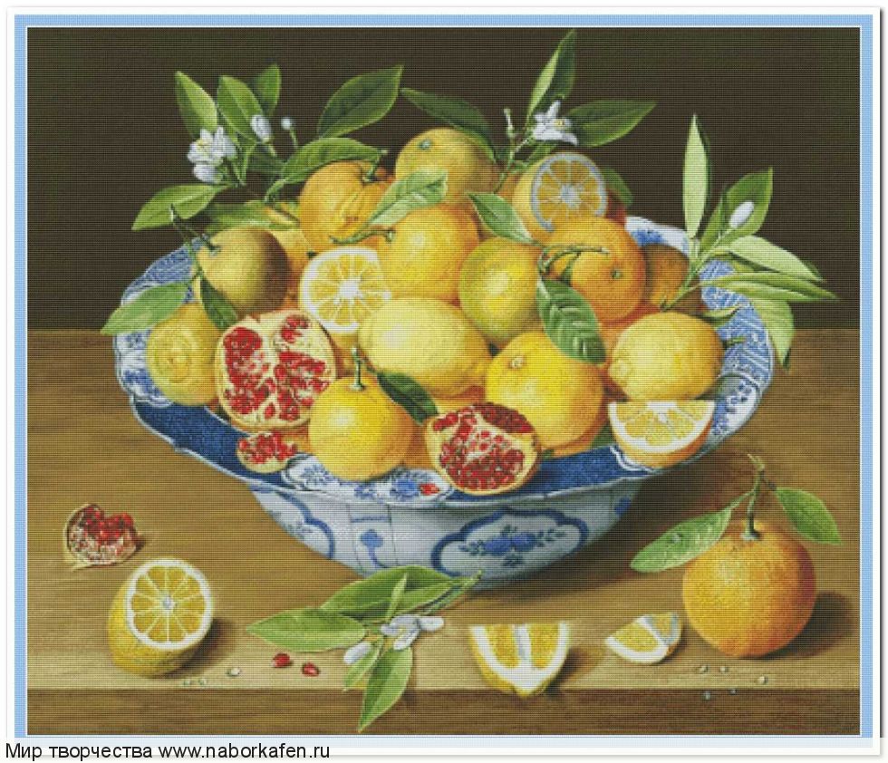 Набор для вышивания "00184 Лимоны, апельсины и гранаты"