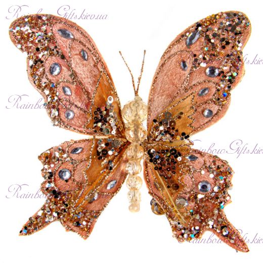 Елочное украшение 9 см "Бабочка" бронза