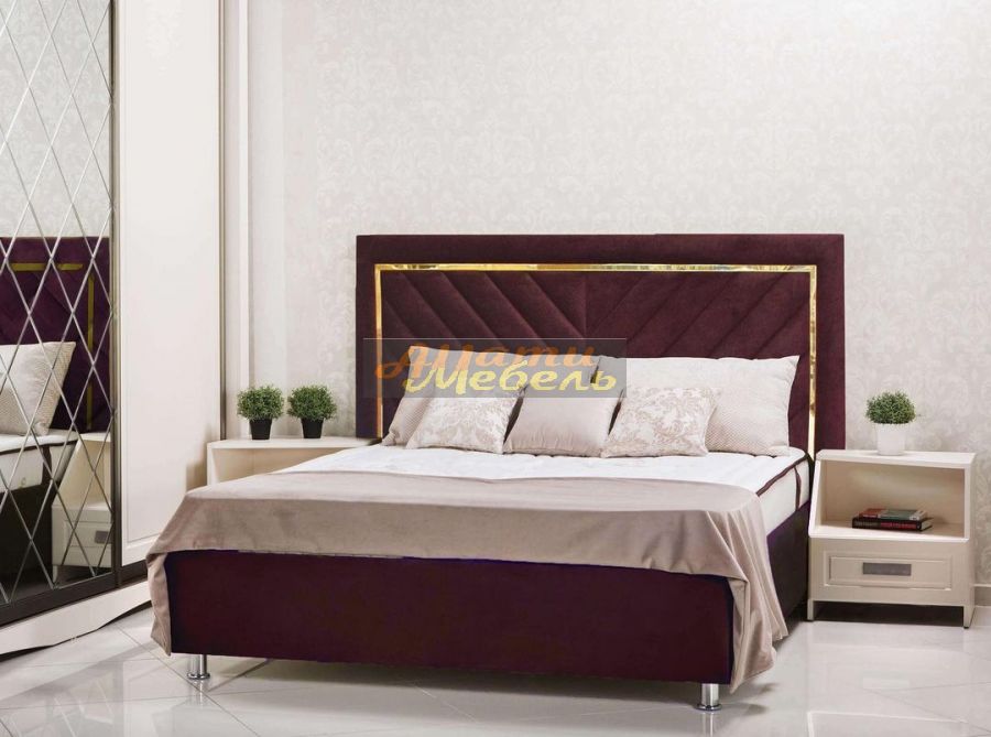 кровать Алекса 3 1600*2000 с латунными вставками с п/мех