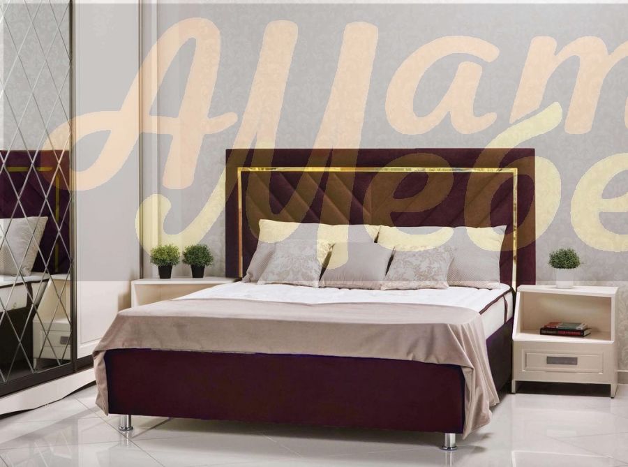 кровать Алекса 3 1600*2000 с латунными вставками с п/мех