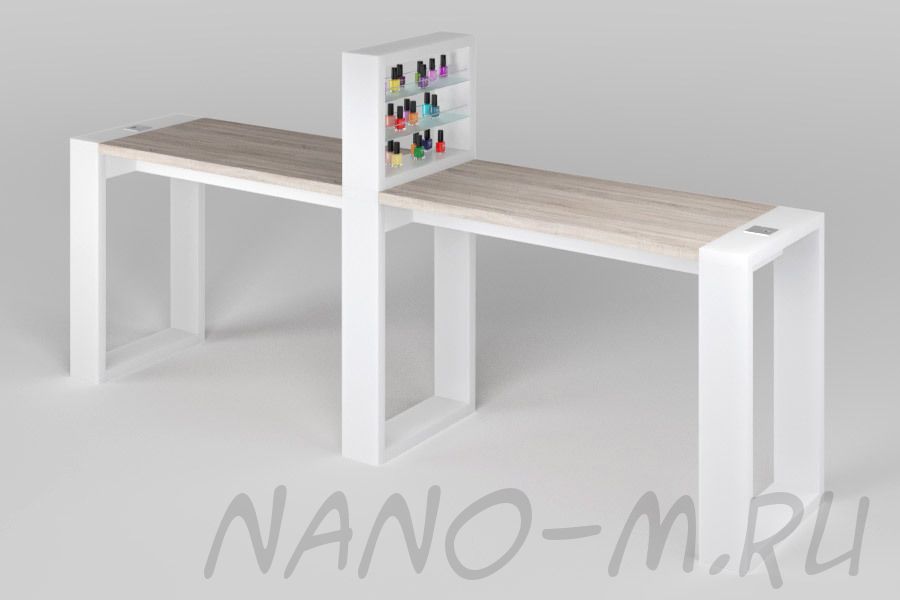 Двухместный маникюрный стол Matrix с подставкой для лаков