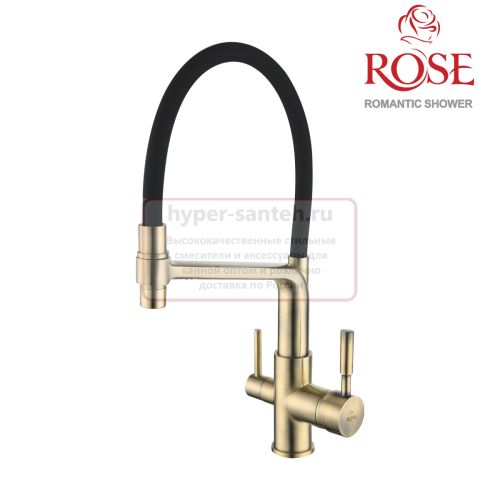 Смеситель для кухонной мойки с гибким изливом и подключением фильтра