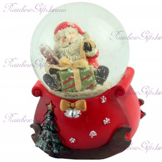 Снежный шар "Санта с подарком", 9 см