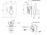 Термостатический смеситель для душа Bongio T SQUARE 52569 схема 2