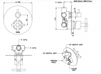 Вентильный смеситель для душа Bongio T CROSS/T LEVER 30319 схема 2