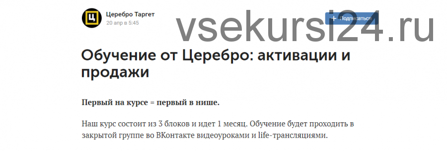 [Церебро Таргет] Активности и продажи (Феликс Зинатуллин)