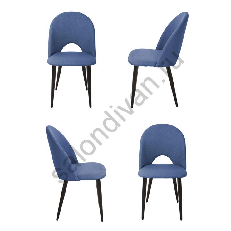 Комплект из 4-х стульев Cleo голубой с черными 
ножками