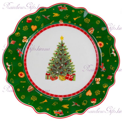 Тарелка новогодняя 21 см "Christmas tree" зеленая