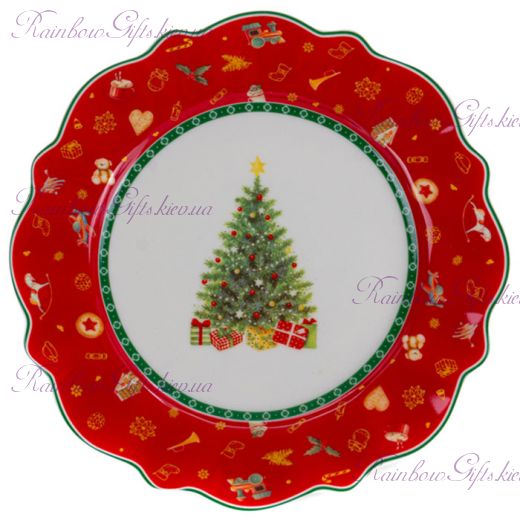 Тарелка новогодняя 21 см "Christmas tree" красная