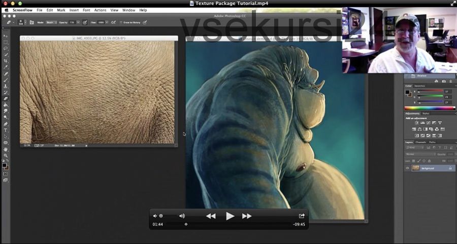 Набор текстур для фотошоп / Creature/Elephant Skin Texture Pack + Video (Аарон Блейз)