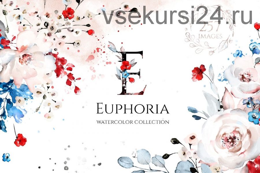 [CreativeMarket] Euphoria Watercolor floral set / Эйфория. Акварель цветочный набор
