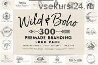 [Creative market] Набор из 300 логотипов / Wild and Boho Premade logo Bundle (Corvus Attic)
