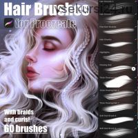 [Sandra Winther Art] 60 Hair Brushes for Procreate. 60 кистей для волос для Procreate