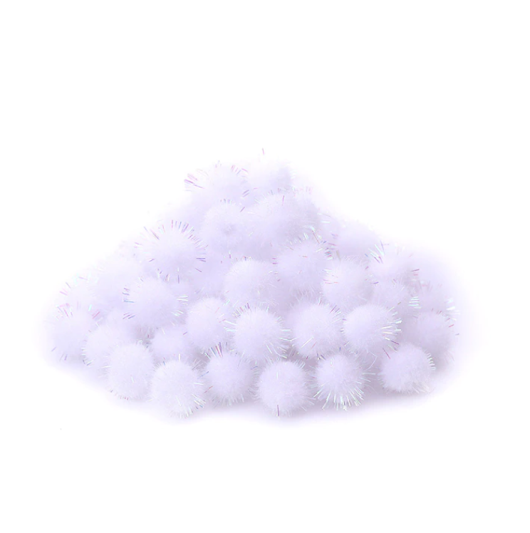 фото Помпон - шарик для творчества белый с люрексом . Разные размеры. TBY ВСWL