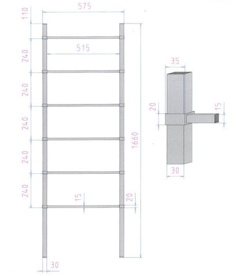 Полотенцедержатель лестница Decor Walther HTL напольный 506900 схема 2