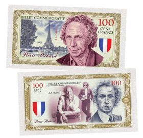 100 Cent FRANCS (франков) — Пьер Ришар. Франция (Pierre Richard). Памятная банкнота. UNC Oz ЯМ