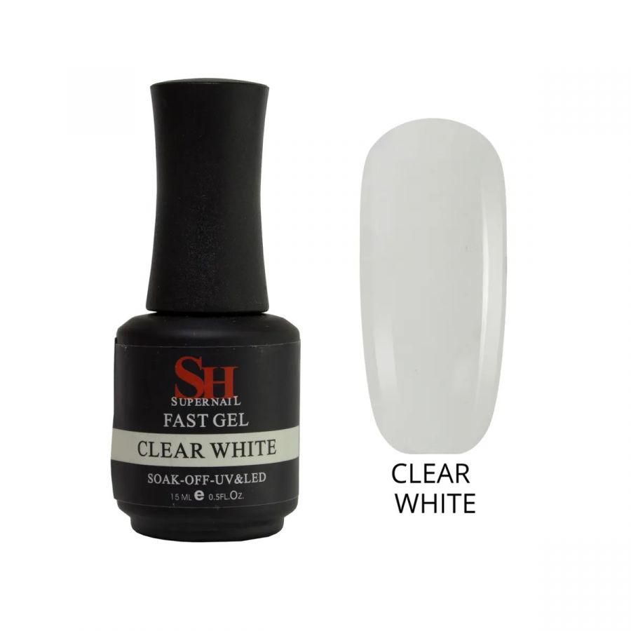 Гель SH Fast Gel для моделирования ногтей камуфлирующий CLEAR WHITE, 15 мл