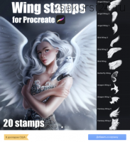 Wing Stamps for Procreate / Крылья штампы кисти (Sandra Winther)