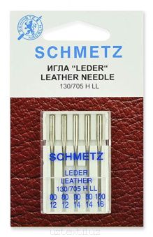 Иглы для кожи Schmetz набор 130/705HLL № 80(2),90(2),100 5 шт