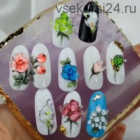 [kudelinanails_official] Дизайн ногтей. Хрустальные цветы (Юлия Куделина)