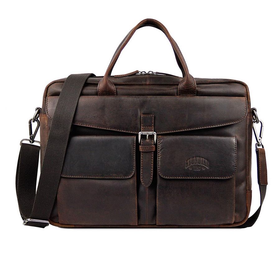 Кожаная деловая сумка Klondike Digger Carl, темно-коричневая