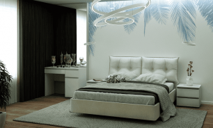 Спальня ALBERTA белый с порами/белый мягкий блеск + LAZIO КМ-03 (1600) без ПМ с подушками
