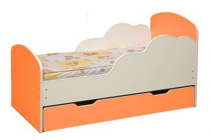 Кровать детская №1 Облака, 800*1600 лдсп белый/оранжевый