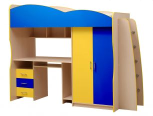 Набор детской мебели Юниор-3,1 (сп место 800х2000) лдсп дуб молочный + синийжелтый