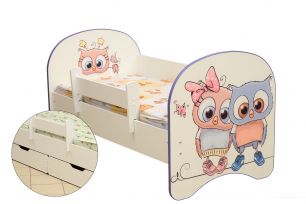 Кровать детская Совята, с фотопечатью с 2-мя ящиками 800*1900 лдсп белый
