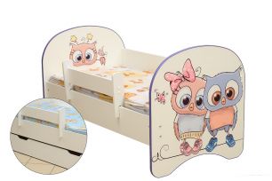 Кровать детская Совята, с фотопечатью с 1-м ящиком 800*1600 лдсп белый