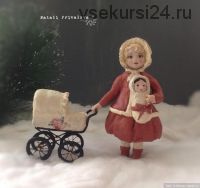 Кукольная ретро-колясочка из ваты (Наталья Привалова)