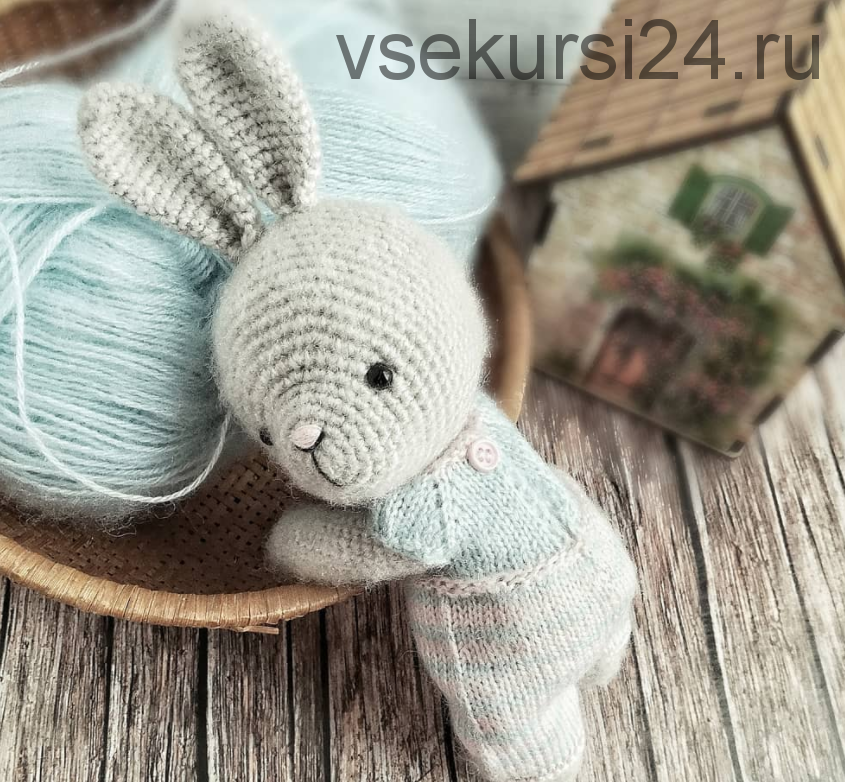 [Игрушки] Зайка в комбинезоне (wool_toys_marina)